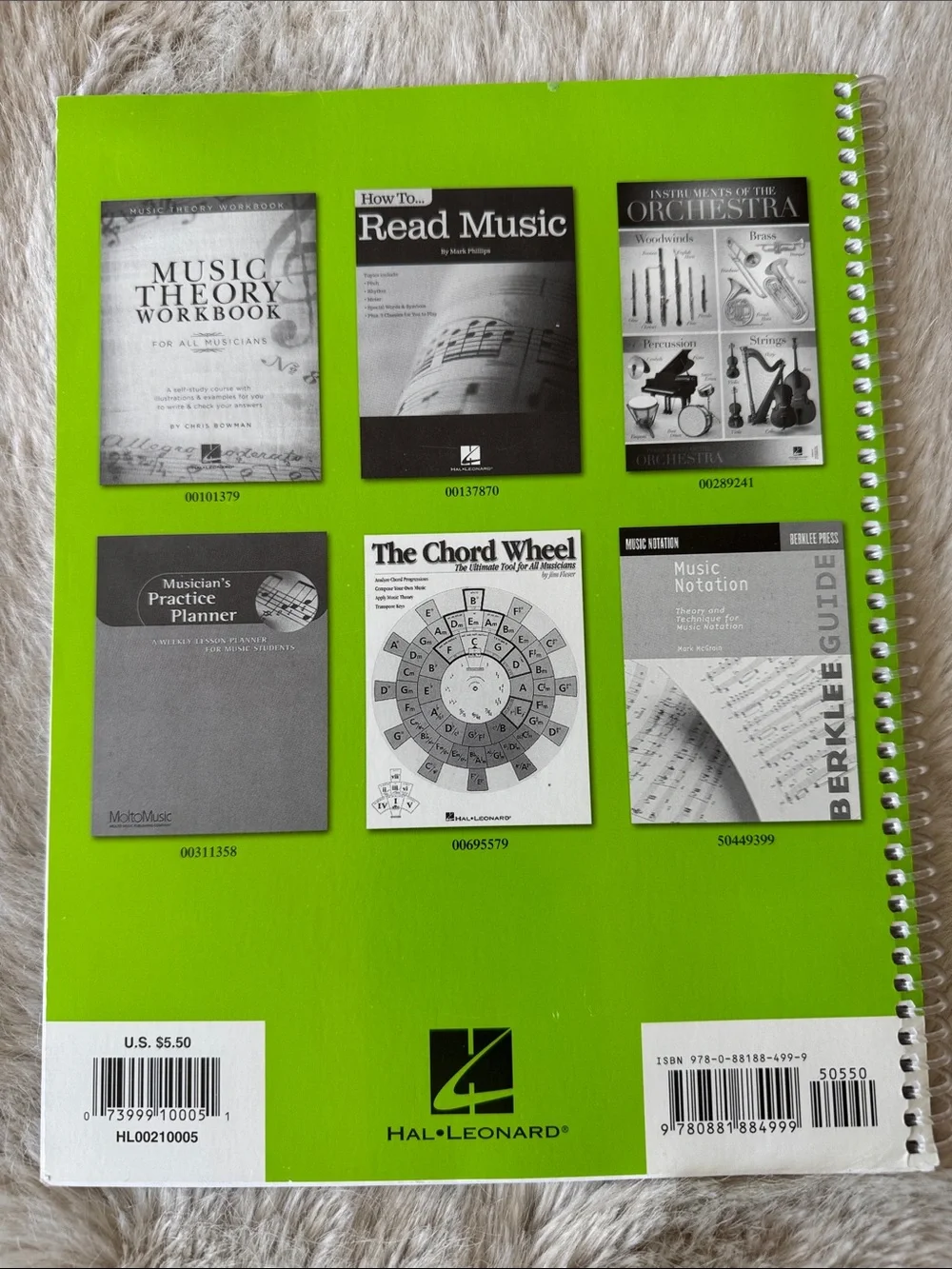Hal Leonard Lime Green Spiral-Bound Manuscript Paper Notebook